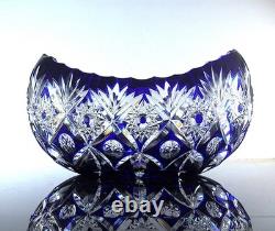 Ancienne Grand Jardiniere Coupe Cristal Couleur Bleu Taille Grave St Louis