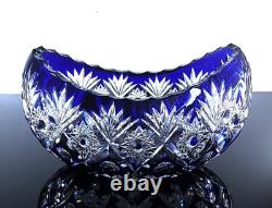 Ancienne Grand Jardiniere Coupe Cristal Couleur Bleu Taille Grave St Louis