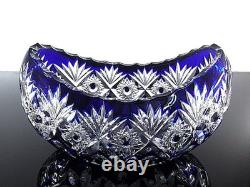 Ancienne Grand Jardiniere Coupe Cristal Couleur Bleu Taille Grave St Louis