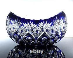 Ancienne Grand Jardiniere Coupe Cristal Couleur Bleu Taille Grave St Louis