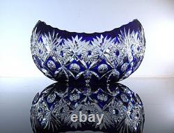Ancienne Grand Jardiniere Coupe Cristal Couleur Bleu Taille Grave St Louis