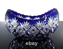 Ancienne Grand Jardiniere Coupe Cristal Couleur Bleu Taille Grave St Louis