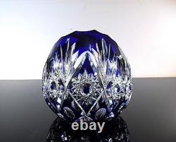Ancienne Grand Jardiniere Coupe Cristal Couleur Bleu Taille Grave St Louis
