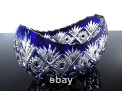 Ancienne Grand Jardiniere Coupe Cristal Couleur Bleu Taille Grave St Louis