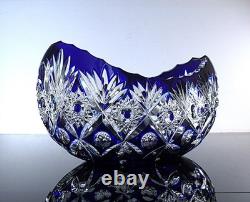 Ancienne Grand Jardiniere Coupe Cristal Couleur Bleu Taille Grave St Louis