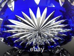 Ancienne Grand Jardiniere Coupe Cristal Couleur Bleu Taille Grave St Louis