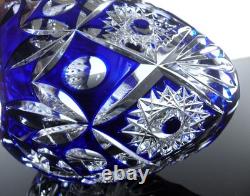 Ancienne Grand Jardiniere Coupe Cristal Couleur Bleu Taille Grave St Louis