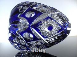Ancienne Grand Jardiniere Coupe Cristal Couleur Bleu Taille Grave St Louis