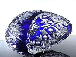 Ancienne Grand Jardiniere Coupe Cristal Couleur Bleu Taille Grave St Louis