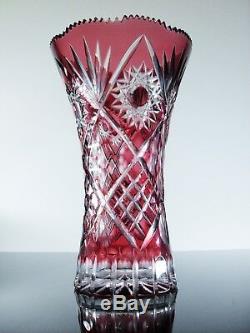 Ancienne Grand Vase En Cristal Couleur Double Couche Bohème Baccarat