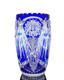 Ancienne Grand Vase En Cristal Double Couche Couleur Bleu Taille Boh&egrave;me 25cm