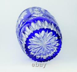 Ancienne Grand Vase En Cristal Double Couche Couleur Bleu Taille Bohème 25cm