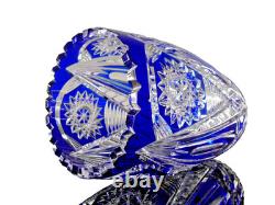 Ancienne Grand Vase En Cristal Double Couche Couleur Bleu Taille Bohème 25cm
