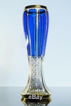 Ancienne Grand Vase En Cristal Émaillé Double Couleur Murano Boheme
