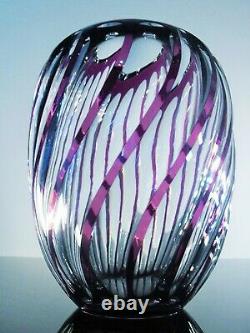 Ancienne Grand Vase En Cristal Torsade Couleur Violet Massif Taille St Louis