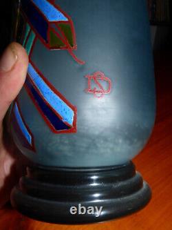 Ancienne Grande Paire de Vase en Verre Emaillé signés S. D Legras Schneider Daum