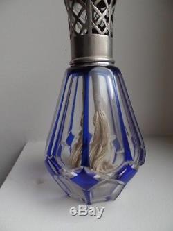 Ancienne Lampe Berger Cristal De St Louis Blue Manque Etouffoir