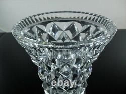 Ancienne Massif Vase En Cristal Souffle Taille Diamant Main Val St Lambert Signe