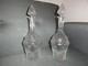 Ancienne Paire De Carafes En Cristal Taille Fond A L'etoile 22 Branches