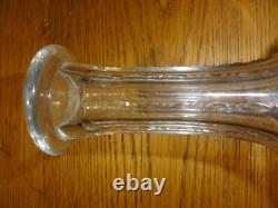 Ancienne Paire De Carafes En Cristal Taille Fond A L'etoile 22 Branches