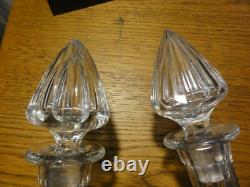 Ancienne Paire De Carafes En Cristal Taille Fond A L'etoile 22 Branches