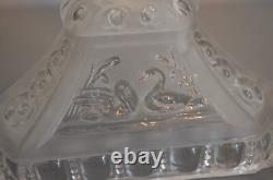 Ancienne Paire de Bougeoir en Verre Moulé Transparent et Givré en Relief