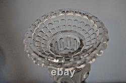 Ancienne Paire de Bougeoir en Verre Moulé Transparent et Givré en Relief