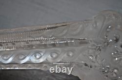 Ancienne Paire de Bougeoir en Verre Moulé Transparent et Givré en Relief