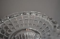 Ancienne Paire de Bougeoir en Verre Moulé Transparent et Givré en Relief