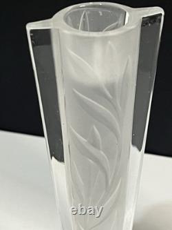 Ancienne Paire de bougeoirs en cristal signés DURAND Style Lalique Art Déco