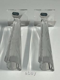 Ancienne Paire de bougeoirs en cristal signés DURAND Style Lalique Art Déco