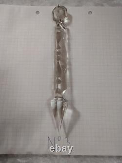 Ancienne Pampille flèche en cristal de baccarat H 15 cm + octogone de 2,2 cm n°3