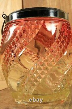 Ancienne Seau à Biscuits en Cristal de BACCARAT Serpentine Amberina Art Nouveau