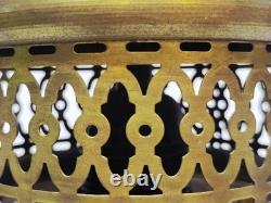 Ancienne Suspension Globe Tulipe En Verre Ou Cristal Vert Jaune Gravé À L'acide