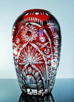 Ancienne Vase Cristal Couleur Double Couche Bordeaux Theresienthal Boheme