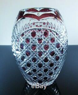 Ancienne Vase Cristal Couleur Violet Taille Pierres Diamant Baccarat Art Déco