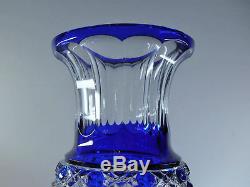 Ancienne Vase En Cristal Couleur Double Bleu Taille Modèle Diamant Baccarat