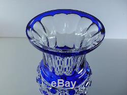 Ancienne Vase En Cristal Couleur Double Bleu Taille Modèle Diamant Baccarat