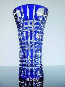 Ancienne Vase En Cristal Double Couche Couleur Bleu Et Blanc Taille Lorraine