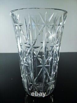 Ancienne Vase En Cristal Souffle Taille Diamant St Louis Signée