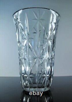 Ancienne Vase En Cristal Souffle Taille Diamant St Louis Signée