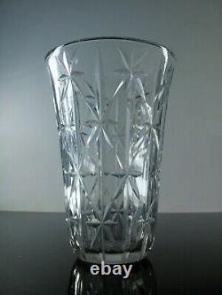 Ancienne Vase En Cristal Souffle Taille Diamant St Louis Signée