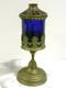 Ancienne Veilleuse Lampe D'&eacute;glise Verre Cristal Bleu Cobalt Oil Lamp Hotel