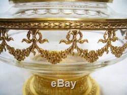 Ancienne boite à bijoux bonbonnière bronze laiton cristal ou verre