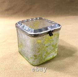 Ancienne boite / coffret BACCARAT cristal VERT modèle EGLANTIER gravé à l'acide