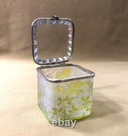 Ancienne boite / coffret BACCARAT cristal VERT modèle EGLANTIER gravé à l'acide