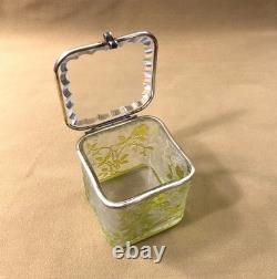Ancienne boite / coffret BACCARAT cristal VERT modèle EGLANTIER gravé à l'acide