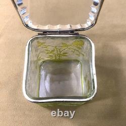 Ancienne boite / coffret BACCARAT cristal VERT modèle EGLANTIER gravé à l'acide