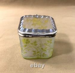 Ancienne boite / coffret BACCARAT cristal VERT modèle EGLANTIER gravé à l'acide