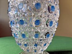 Ancienne carafe Baccarat Diamants Pierreries doublée bleu